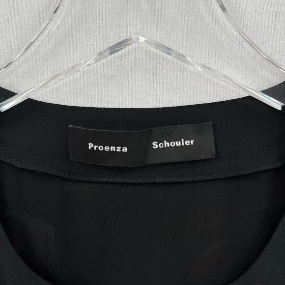 PROENZA SCHOULER Floral Print Blouse Womens 2 Black Pink Red Long Sleeve Layered - Picture 7 of 11